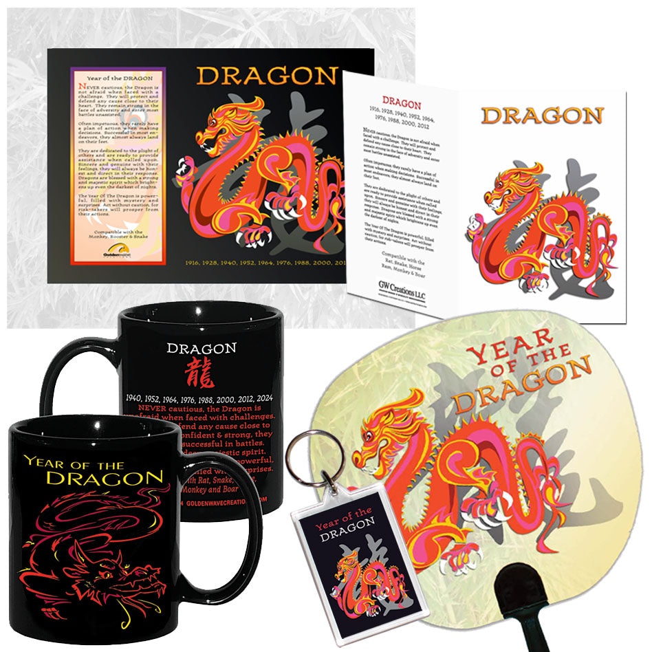 DRAGON Year of the DRAGON Chinese Oriental Zodiac Horoscope 6 pc. COMBO GIFT SET