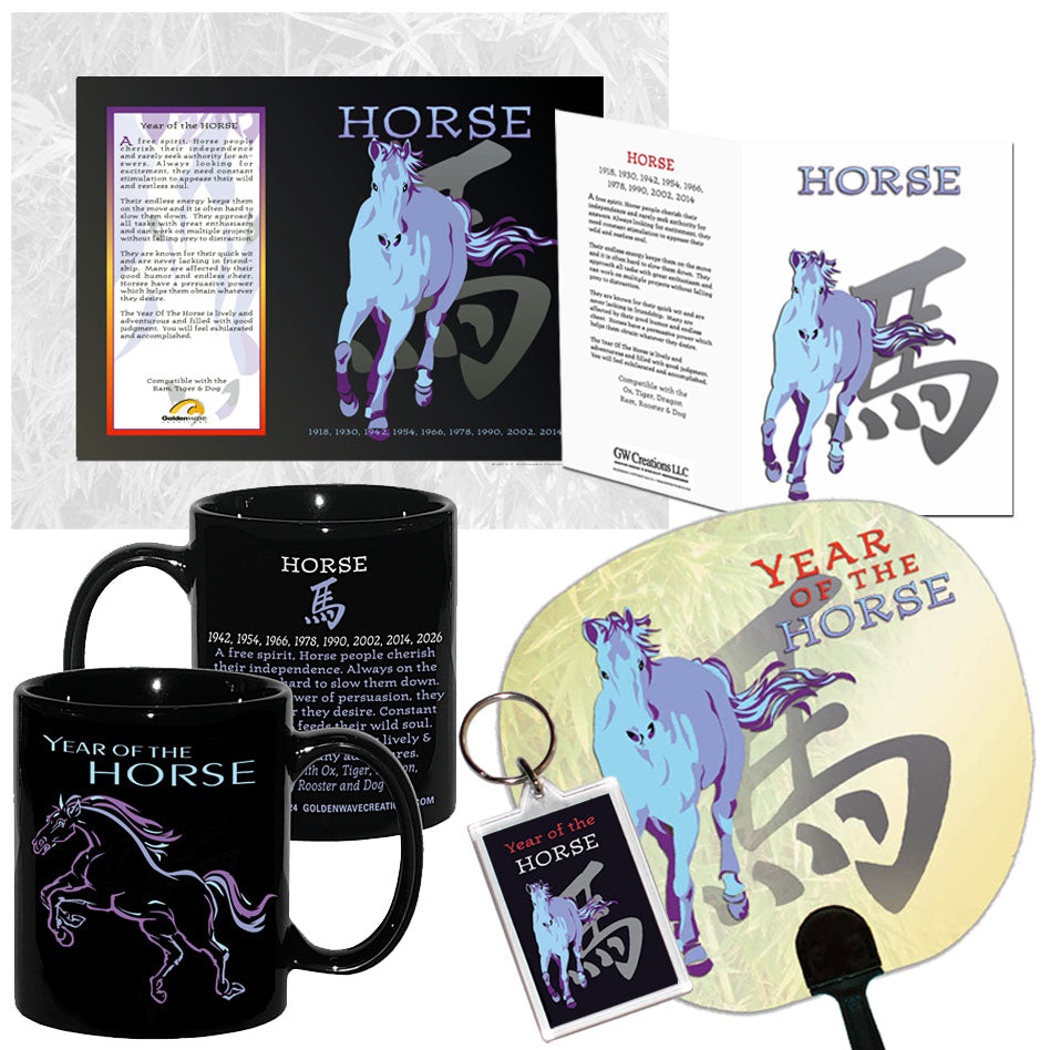 Year of the HORSE Asian Chinese Oriental Zodiac Horoscope 6 pc. COMBO GIFT SET