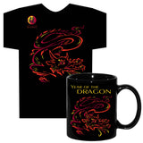 DRAGON Year of the Dragon 2024 Asian Oriental Chinese Zodiac Horoscope Animal sign Black T-Shirt and Coffee Mug Gift Set