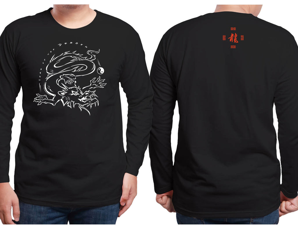 DRAGON Year of the Dragon Black Long Sleeve Shirt Hi-NRG Design Birth Years: 1940, 52, 64, 76, 88, 00, 2012 FREE GREETING CARD W/ORDER