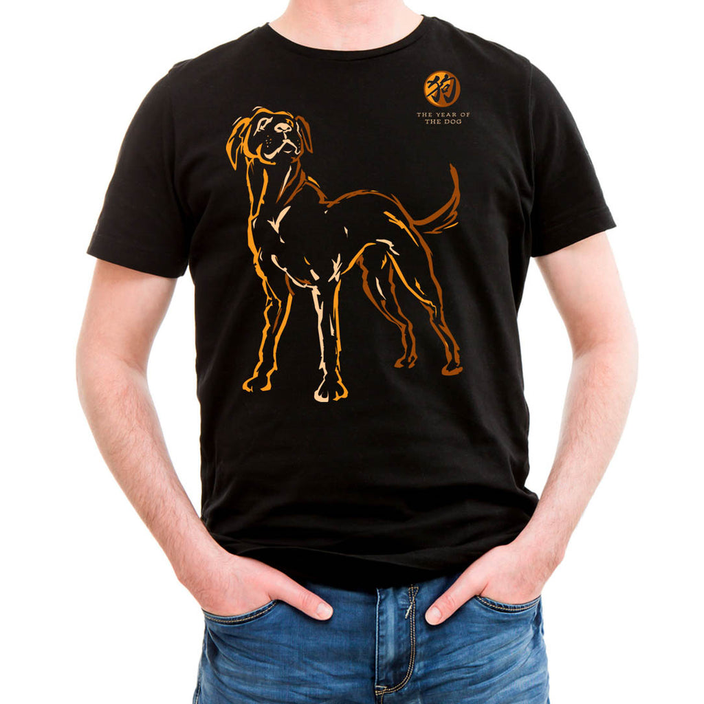 Year of the DOG, Asian Oriental Zodiac Neon- Black T-Shirt, Born:  46, 58, 70, 82, 94, 06, 2018 FREE GREETING CARD W/ORDER