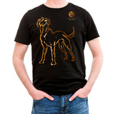 Year of the DOG, Asian Oriental Zodiac Neon- Black T-Shirt, Born:  46, 58, 70, 82, 94, 06, 2018 FREE GREETING CARD W/ORDER