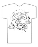 DRAGON Year of the Dragon, Asian Oriental Zodiac HiNRG White T-shirt Birth Years: 1940, 52, 64, 76, 88, 20, 2012, 2024 FREE GREETING CARD W/ORDER