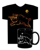 Year of the BOAR (Pig), Neon-NRG, T-SHIRT & Hi-NRG MUG GIFT SET with FREE Greeting Card