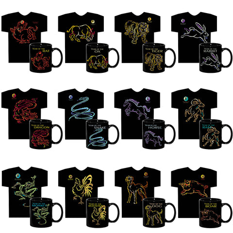 Asian Oriental Chinese Zodiac Horoscope Animal Neon-NRG T-Shirt & Mug Gift Set with FREE Gift Card