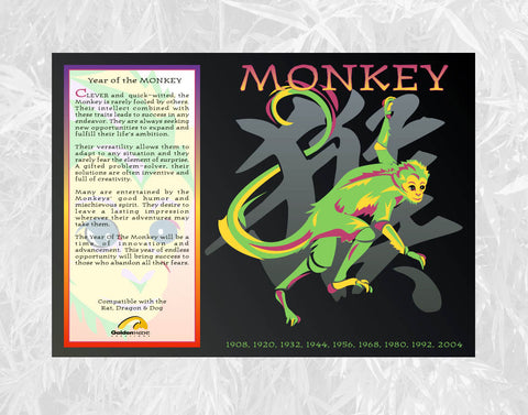 Year of the Monkey Individual Poster Birth Years: 1932, 44, 56, 68, 80, 92, 04, 2016