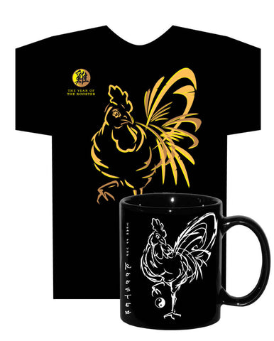 Year of the ROOSTER Black Neon-NRG Shirt and 11oz mug combo